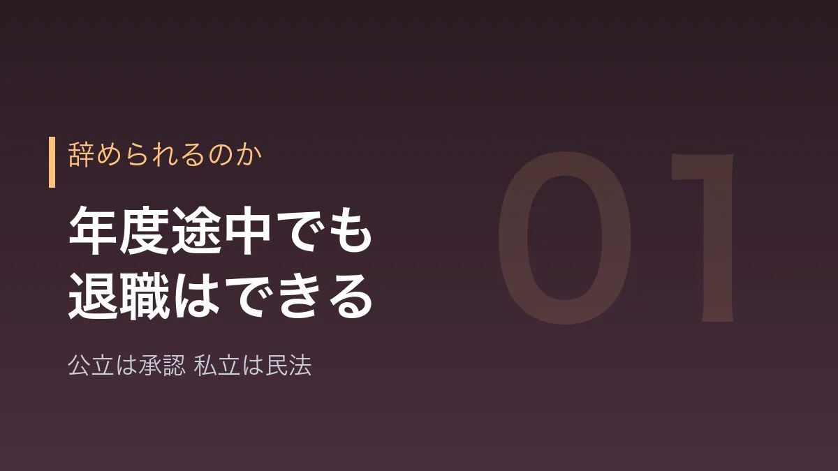 教員が年度途中でも退職できるのかを示すバナー画像