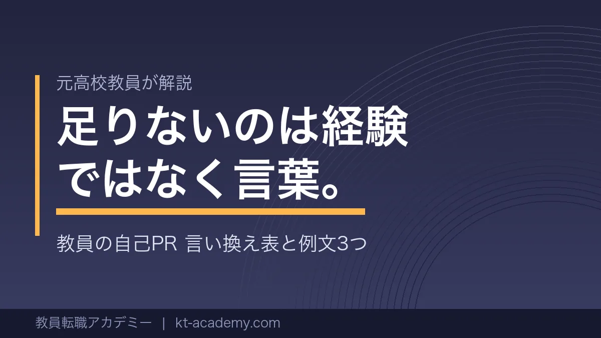 教員の転職で使う自己PRの書き方を解説する記事のアイキャッチ画像