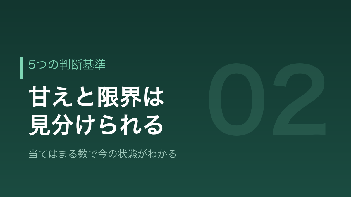 甘えと限界を見分ける5つの判断基準を示すバナー画像